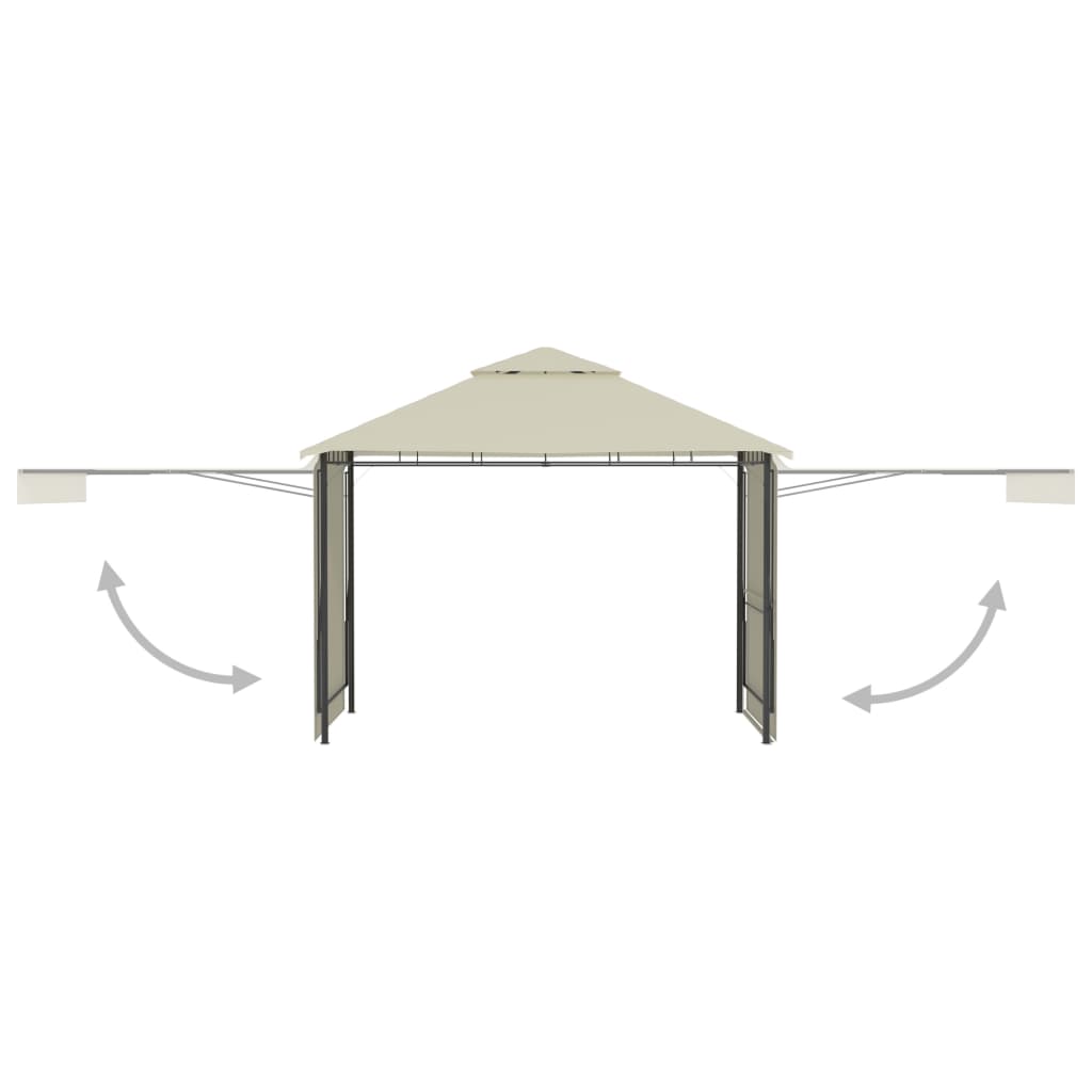 Paviljong med doble utvidede tak 3x3x2,75 m kremhvit 180 g/m²