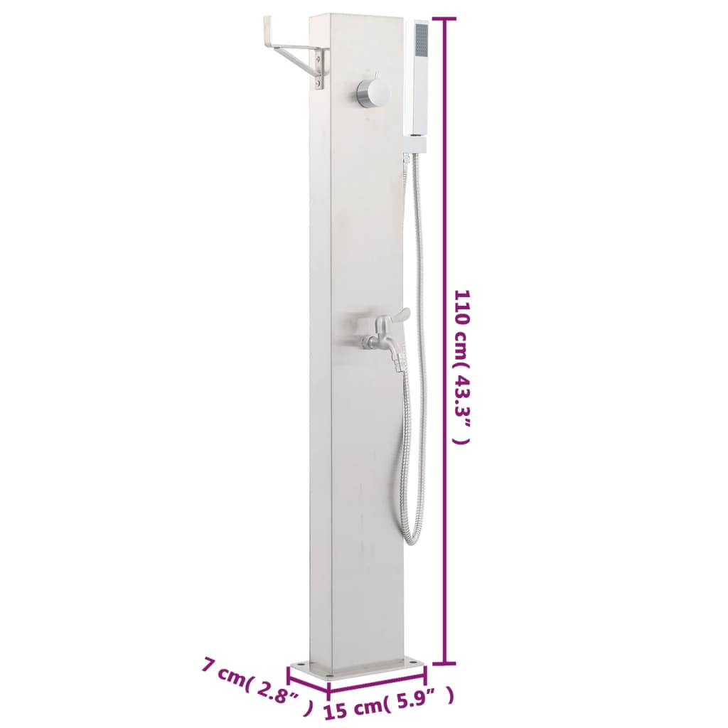 Hagesdusjkran 110 cm rustfritt stål