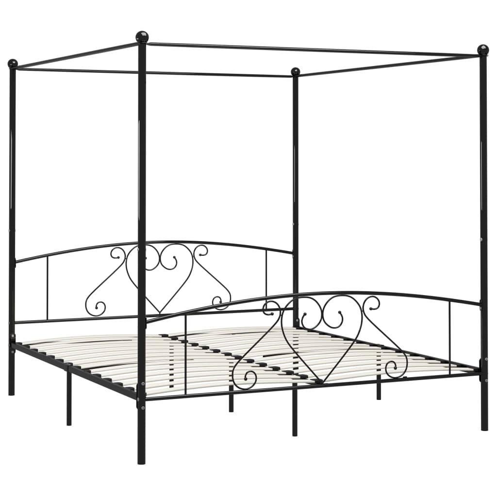 Himmelsengeramme svart metall 180x200 cm