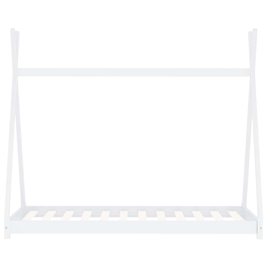 Sengeramme for barn heltre furu hvit 90x200 cm