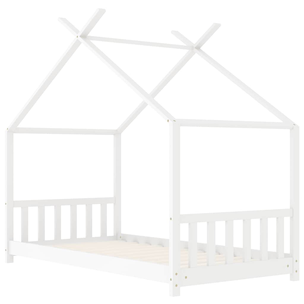 Sengeramme for barn heltre furu hvit 70x140 cm