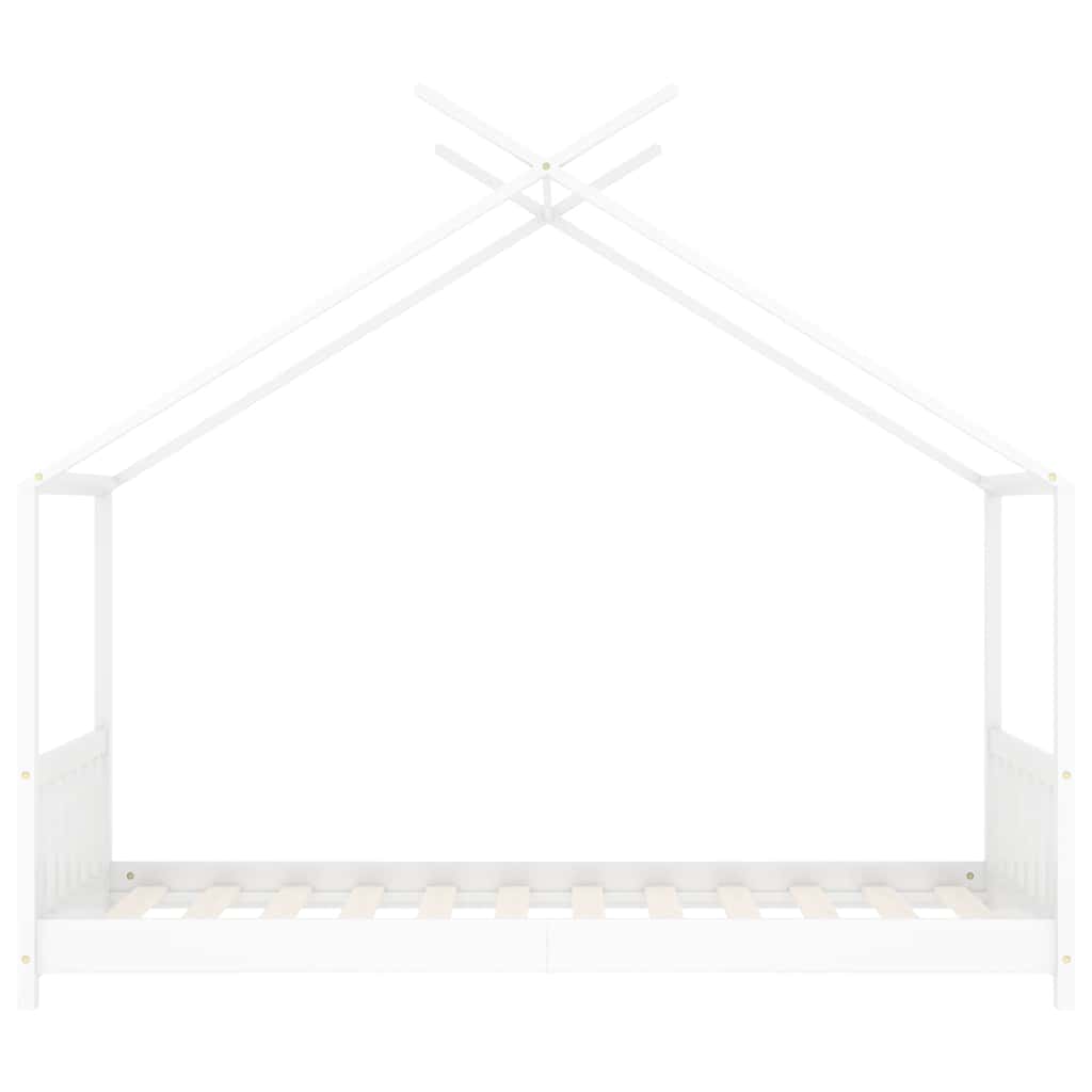 Sengeramme for barn heltre furu hvit 70x140 cm