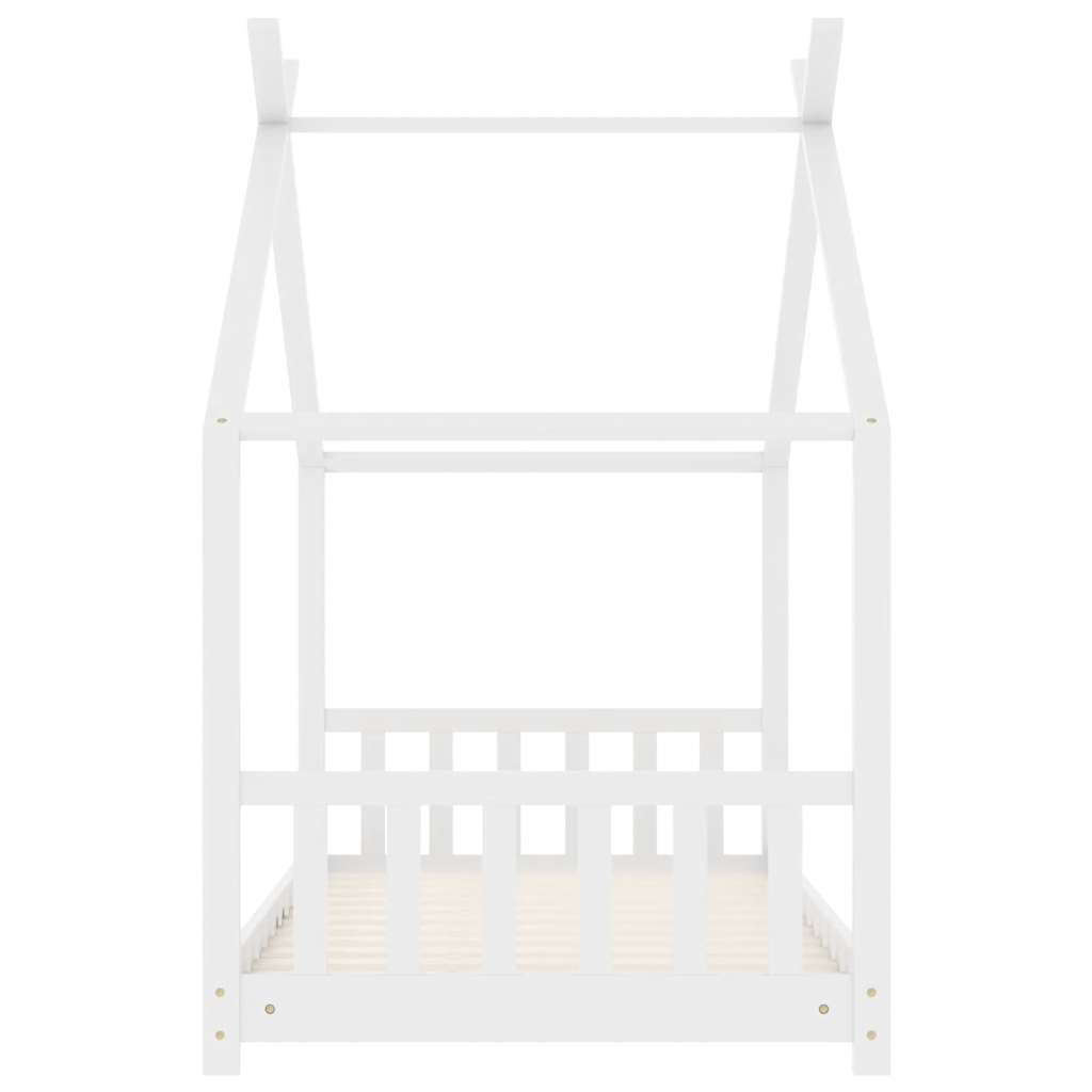 Sengeramme for barn heltre furu hvit 70x140 cm