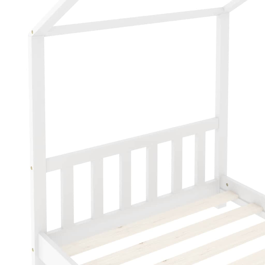 Sengeramme for barn heltre furu hvit 70x140 cm