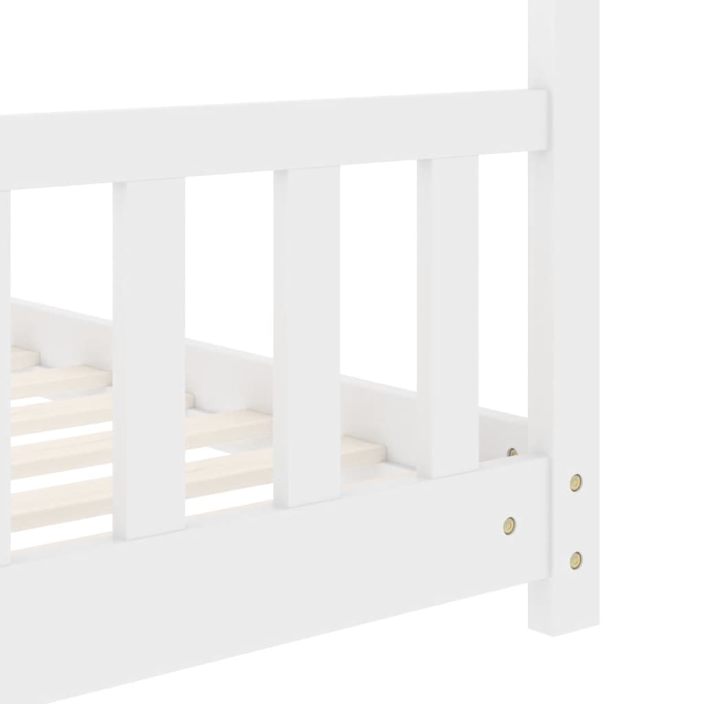 Sengeramme for barn heltre furu hvit 70x140 cm