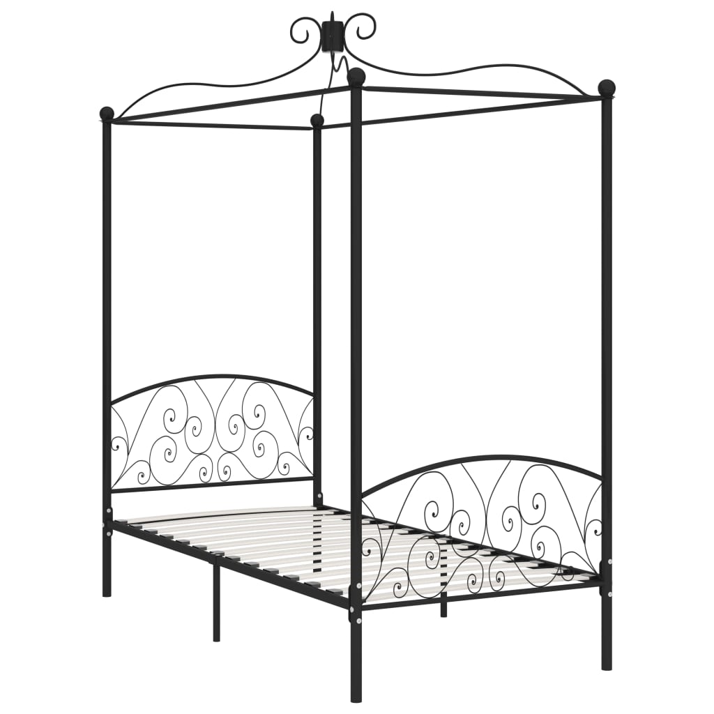 Himmelsengeramme svart metall 90x200 cm