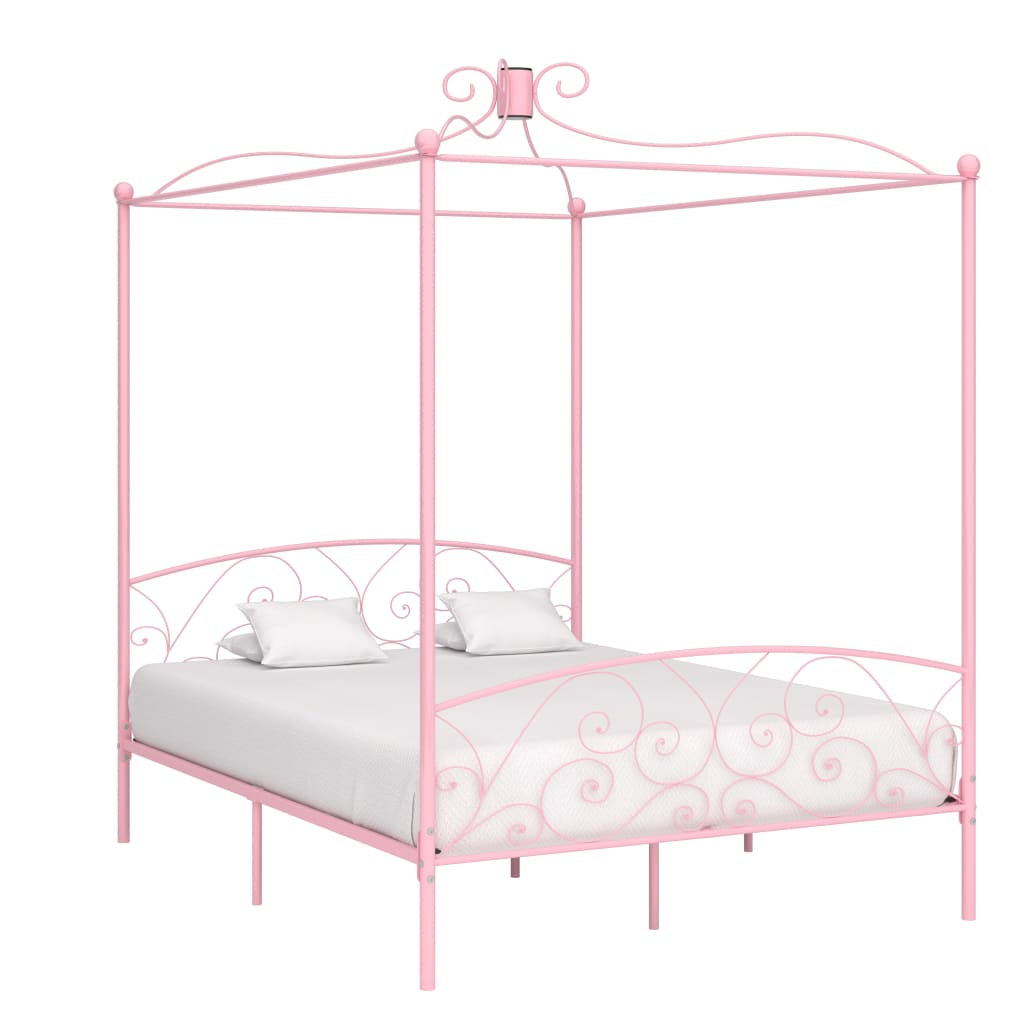Himmelsengeramme rosa metall 160x200 cm