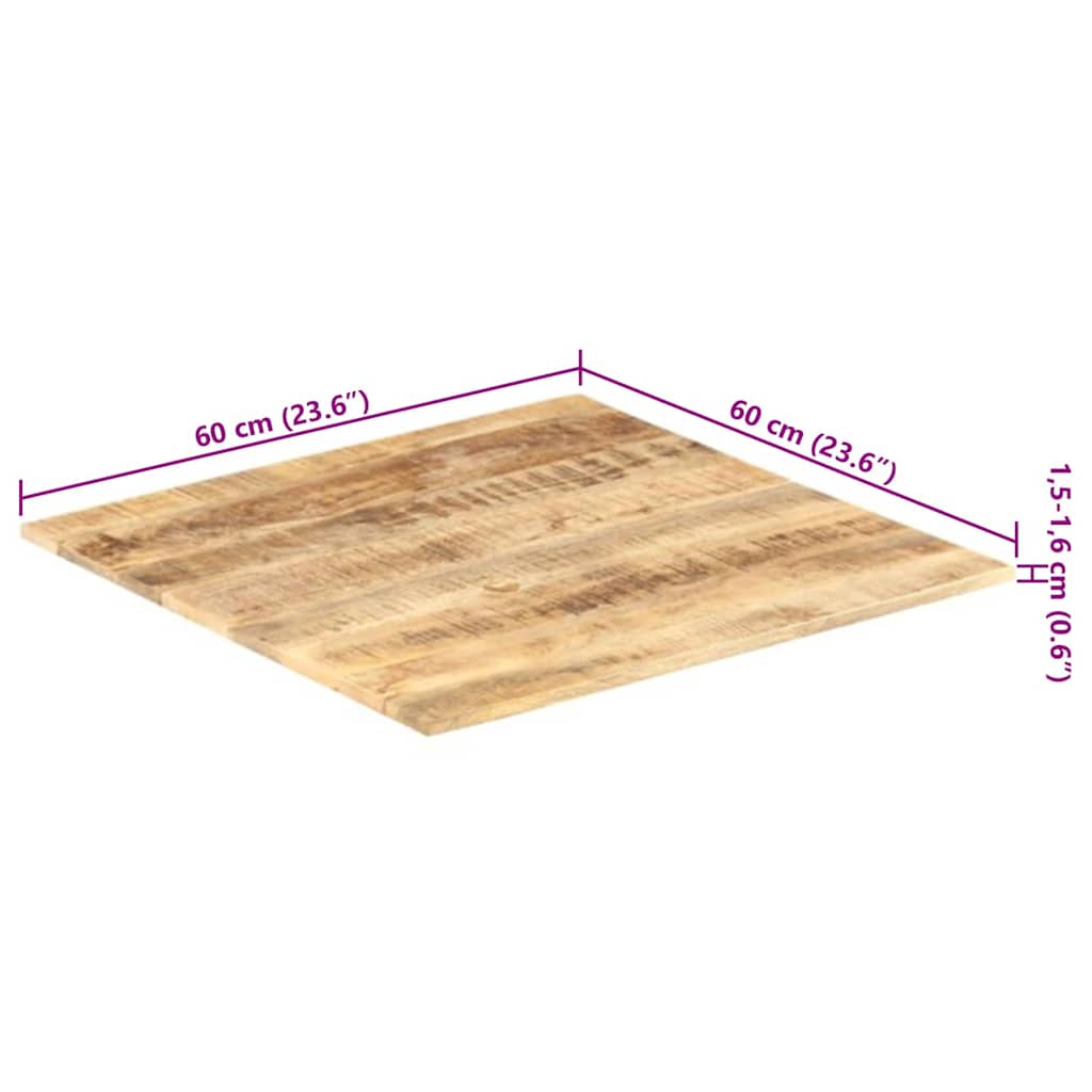 Bordplate heltre mango 15-16 mm 60x60 cm
