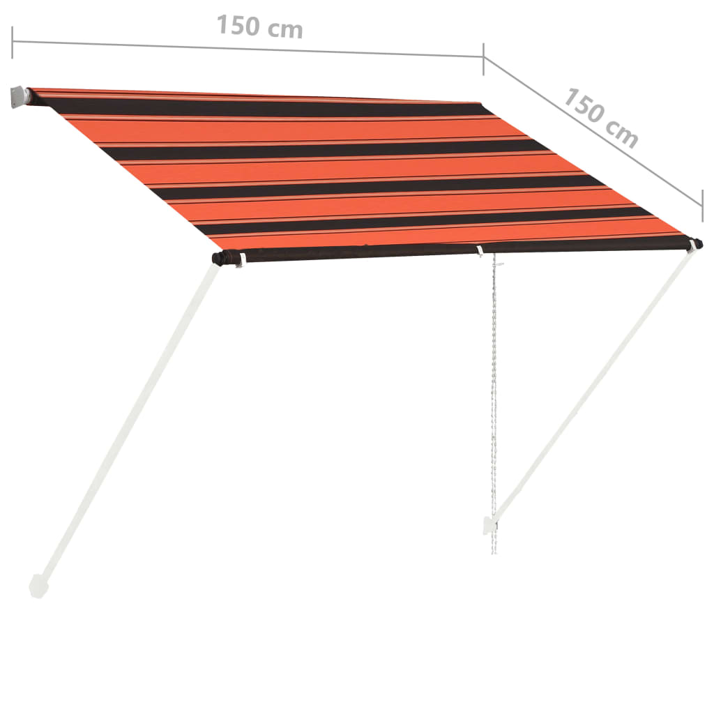 Uttrekkbar markise 150x150 cm oransje og brun