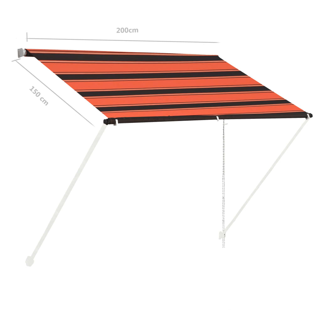 Uttrekkbar markise 200x150 cm oransje og brun