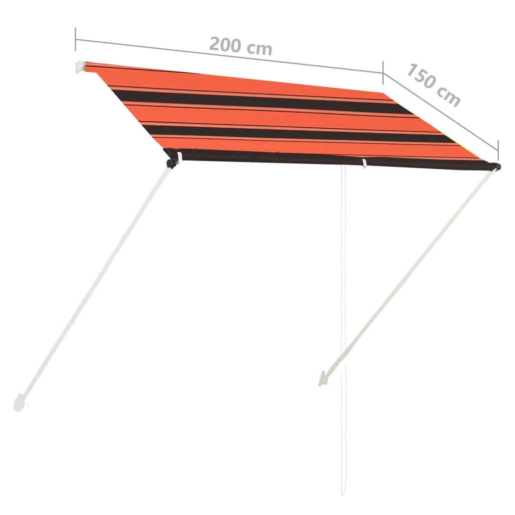 Uttrekkbar markise 200x150 cm oransje og brun