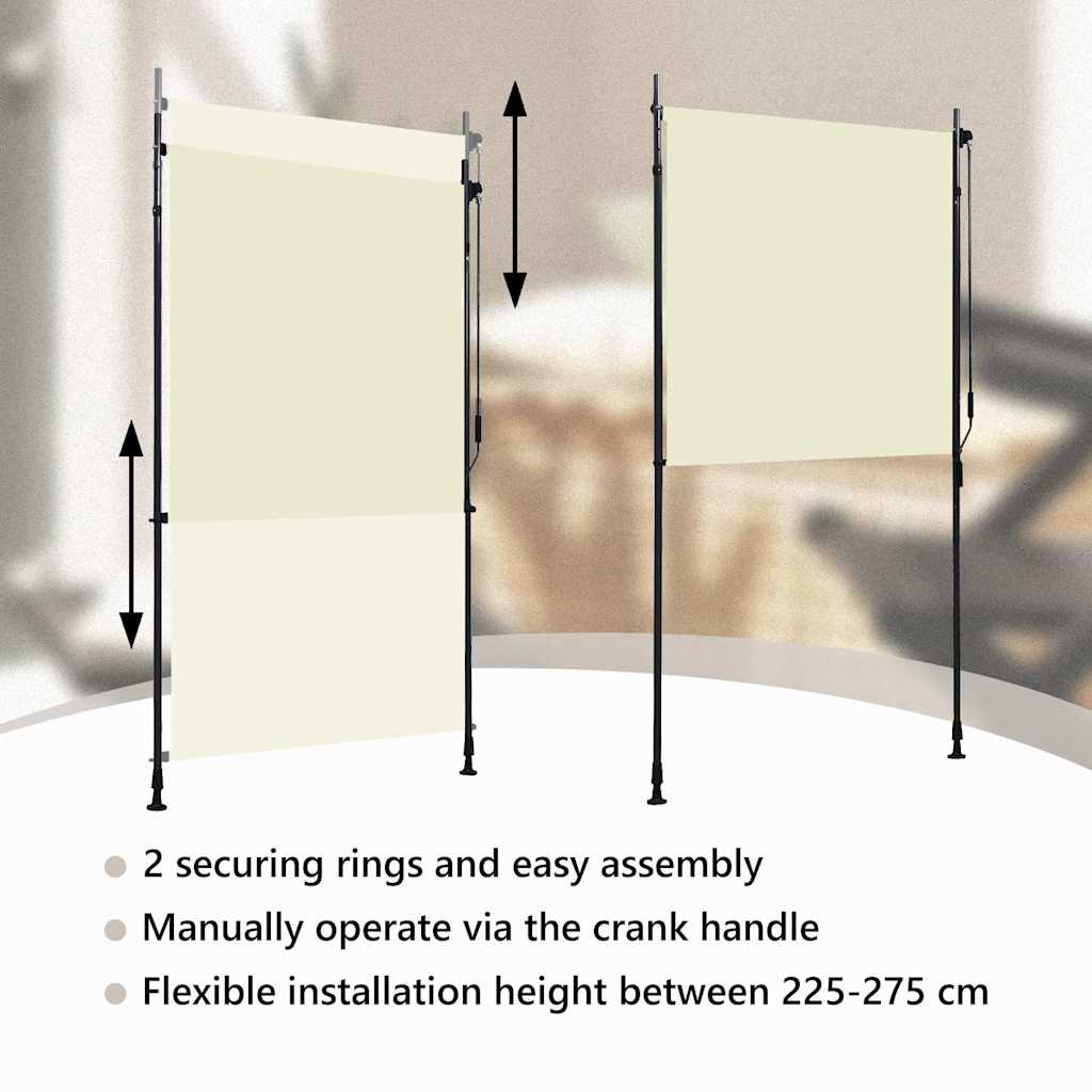Utendørs rullegardin 120x270 cm kremhvit