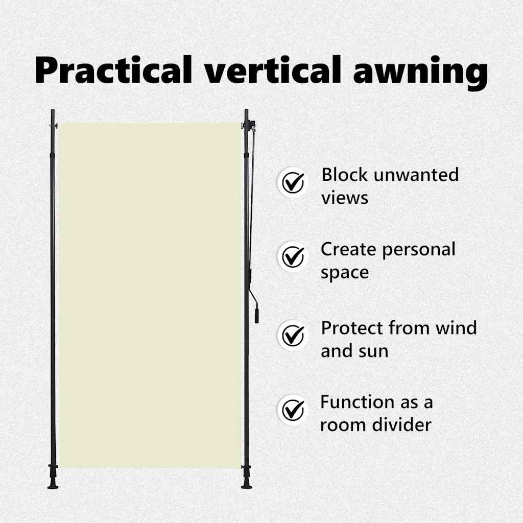 Utendørs rullegardin 120x270 cm kremhvit
