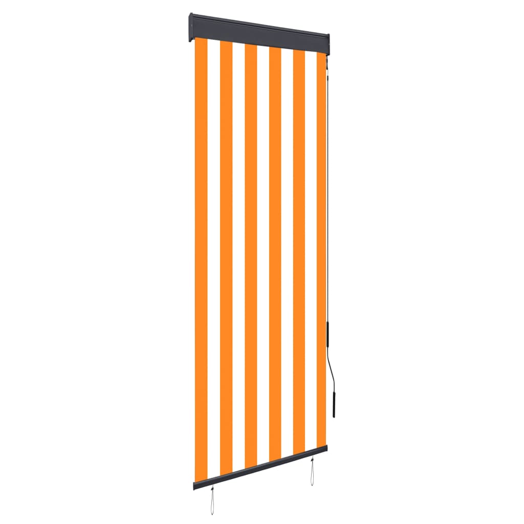 Utendørs rullegardin 60x250 cm hvit og oransje