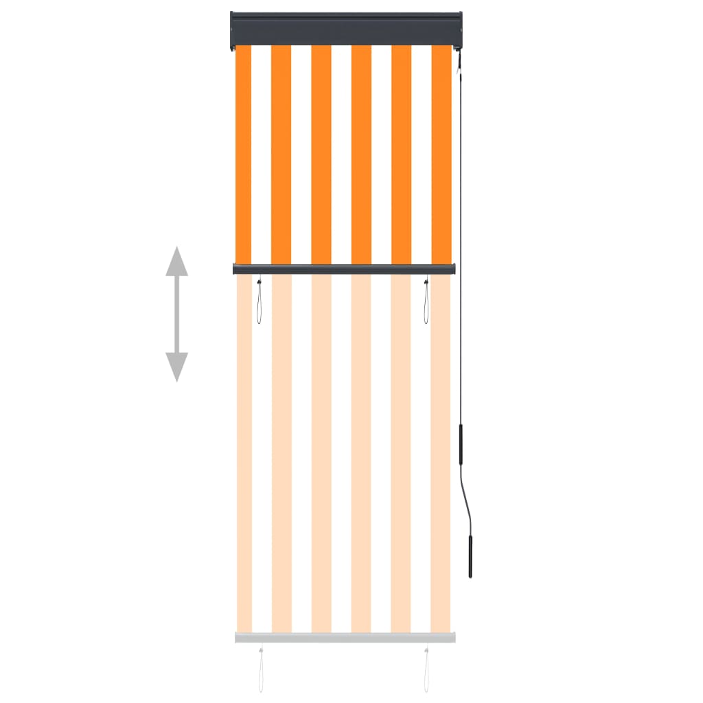 Utendørs rullegardin 60x250 cm hvit og oransje