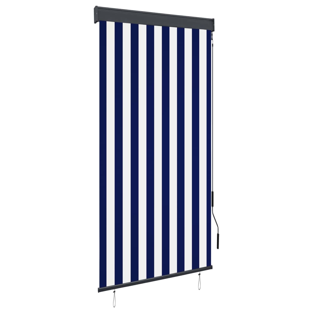 Utendørs rullegardin 80x250 cm blå og hvit
