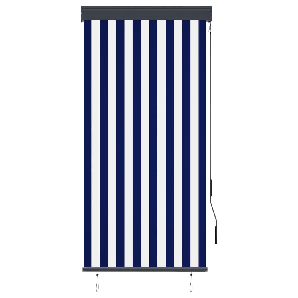 Utendørs rullegardin 80x250 cm blå og hvit