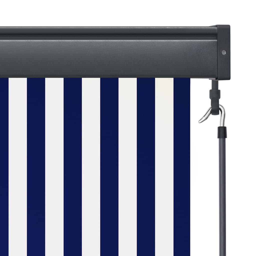 Utendørs rullegardin 80x250 cm blå og hvit