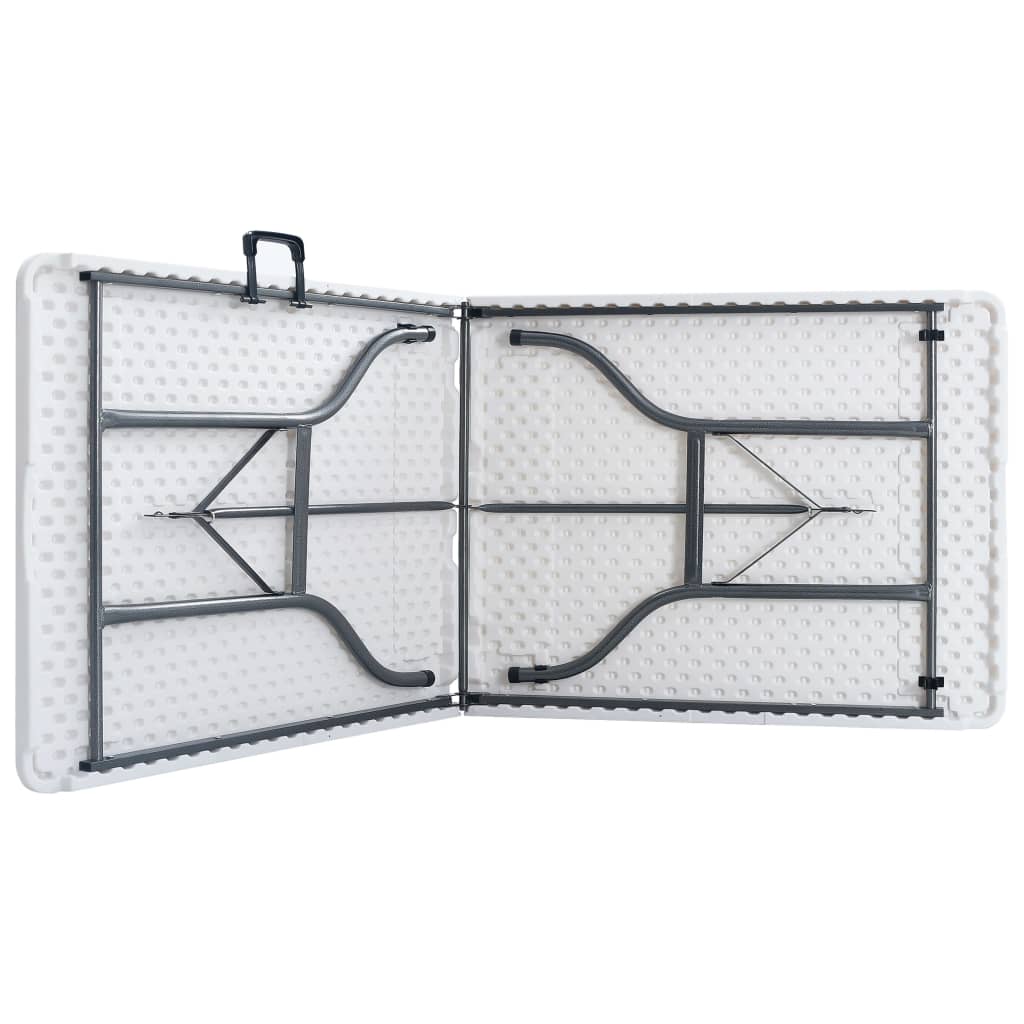 Sammenleggbart hagebord med 2 benker 180 cm stål og HDPE hvit
