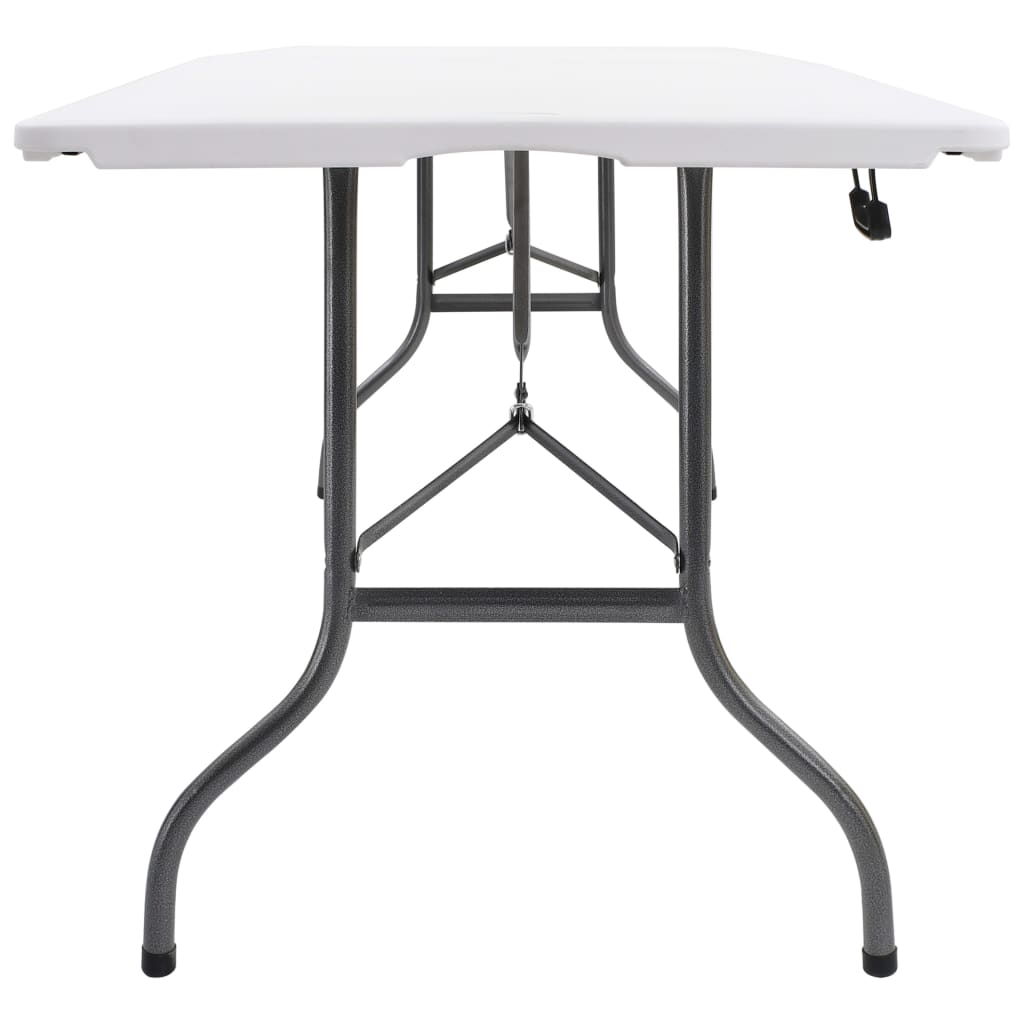 Sammenleggbart hagebord med 2 benker 180 cm stål og HDPE hvit