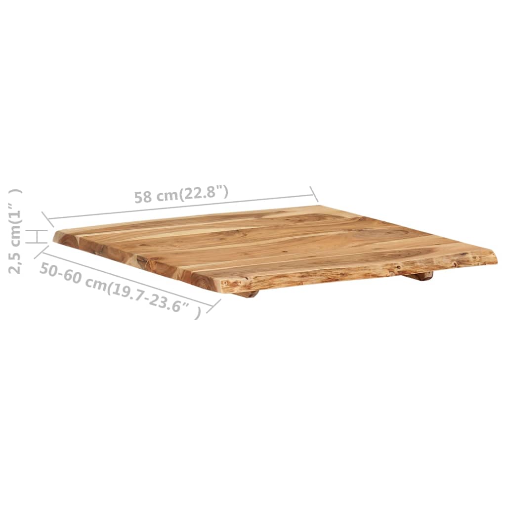 Bordplate heltre akasie 58x(50-60)x2,5 cm