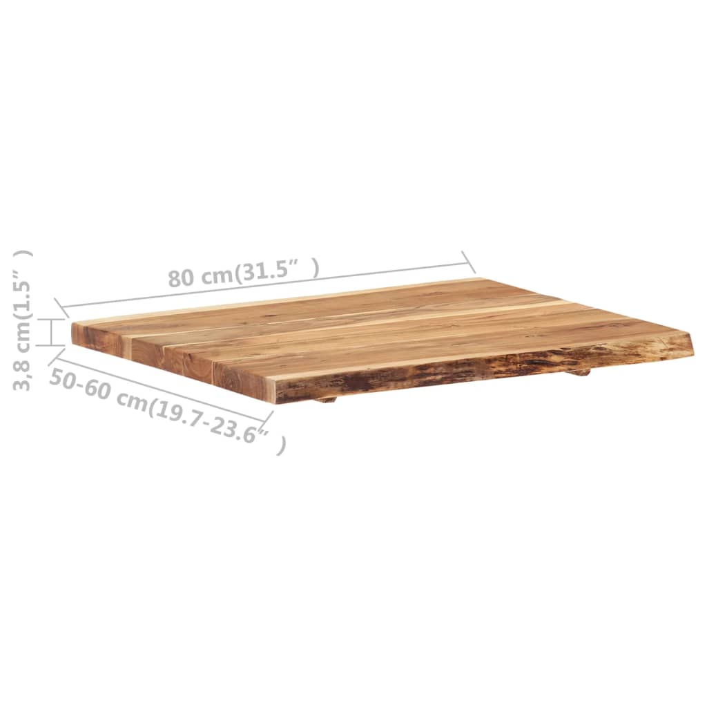 Bordplate heltre akasie 80x(50-60)x3,8 cm