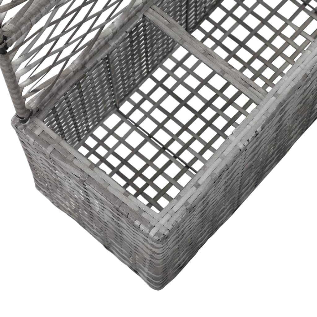 Høybed med espalier 3 potter 83x30x130 cm polyrotting grå