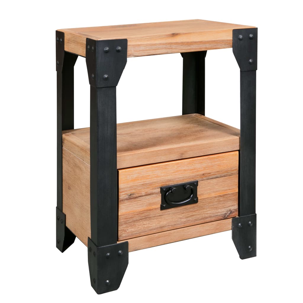 Nattbord 2 stk heltre akasie stål 40x30x54 cm