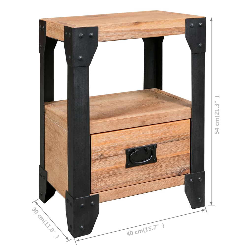 Nattbord 2 stk heltre akasie stål 40x30x54 cm