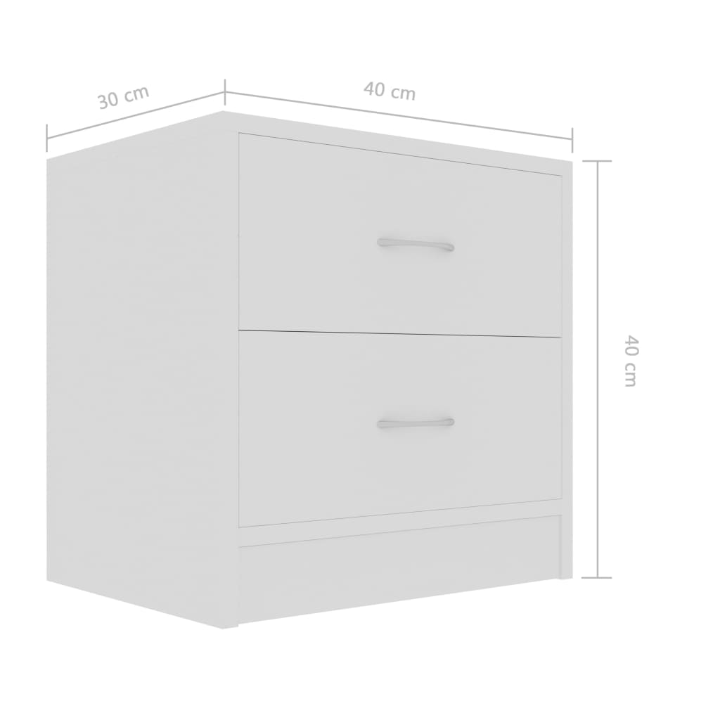 Nattbord 2 stk hvit 40x30x40 cm konstruert tre