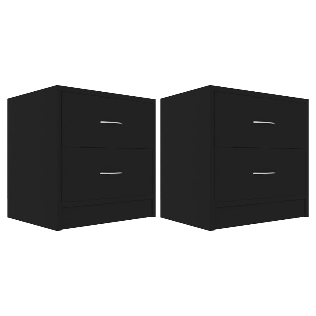 Nattbord 2 stk svart 40x30x40 cm konstruert tre