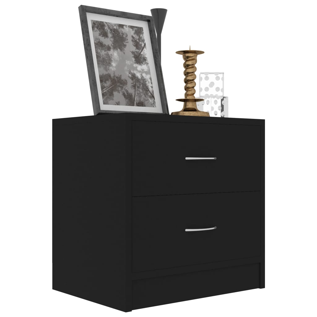 Nattbord 2 stk svart 40x30x40 cm konstruert tre