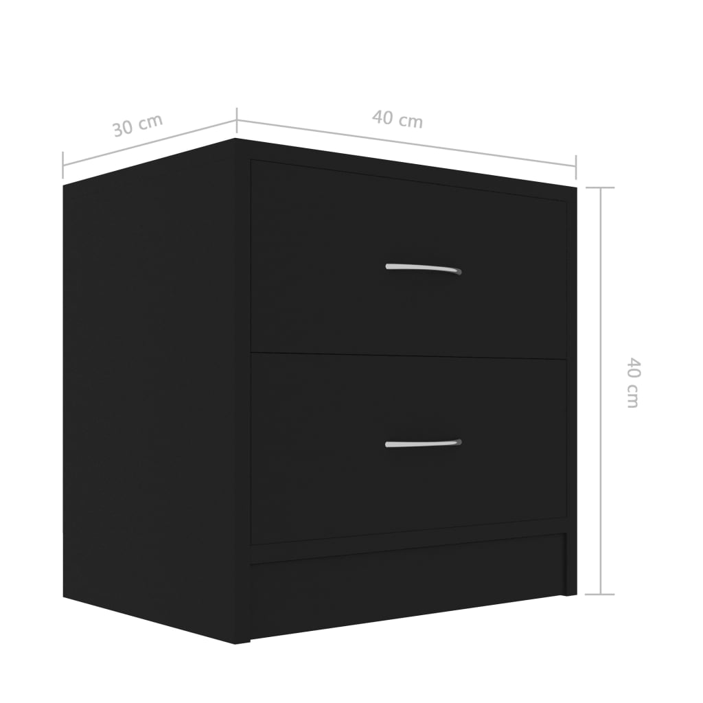 Nattbord 2 stk svart 40x30x40 cm konstruert tre