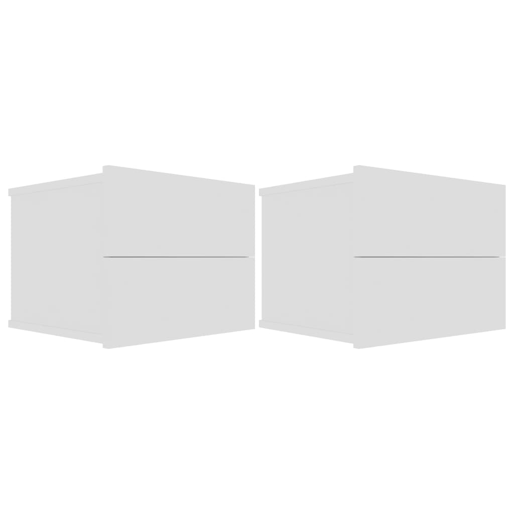 Nattbord 2 stk hvit 40x30x30 cm konstruert tre