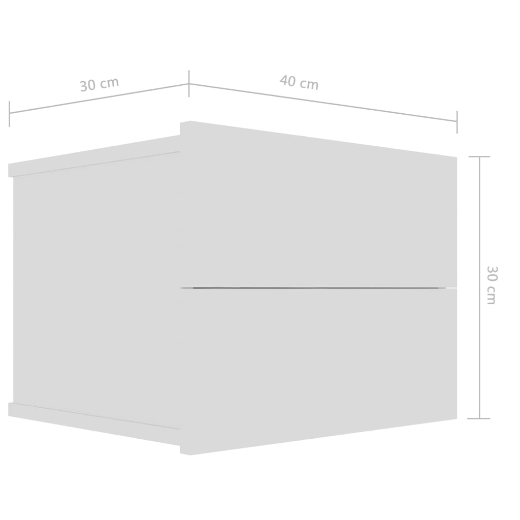 Nattbord 2 stk hvit 40x30x30 cm konstruert tre