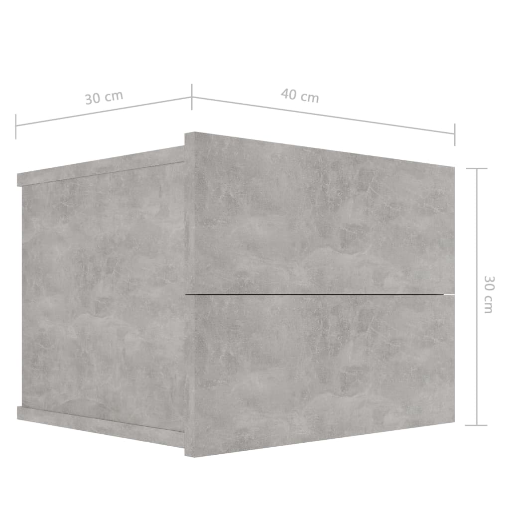 Nattbord 2 stk betonggrå 40x30x30 cm sponplate