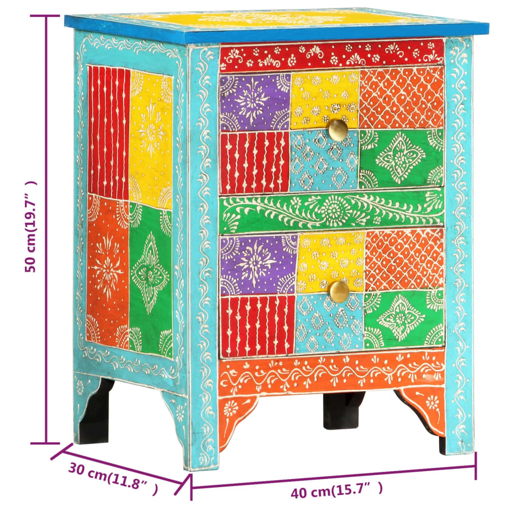 Håndmalt nattbord 40x30x50 cm heltre mango
