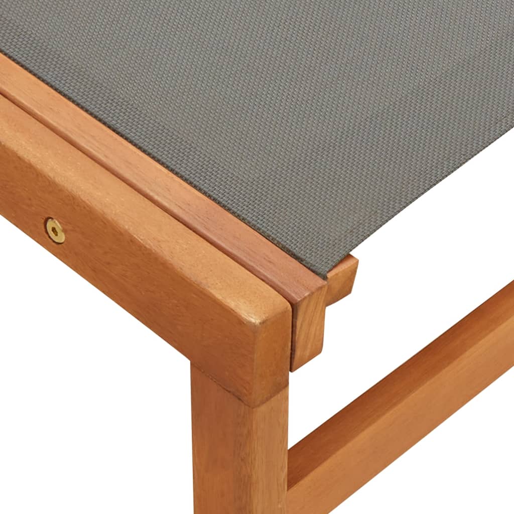 Hagestol med fotstøtte grå heltre eukalyptus og textilene