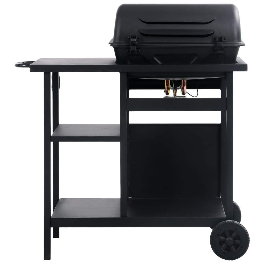 Gassgrill med sidebord i 3 etasjer svart