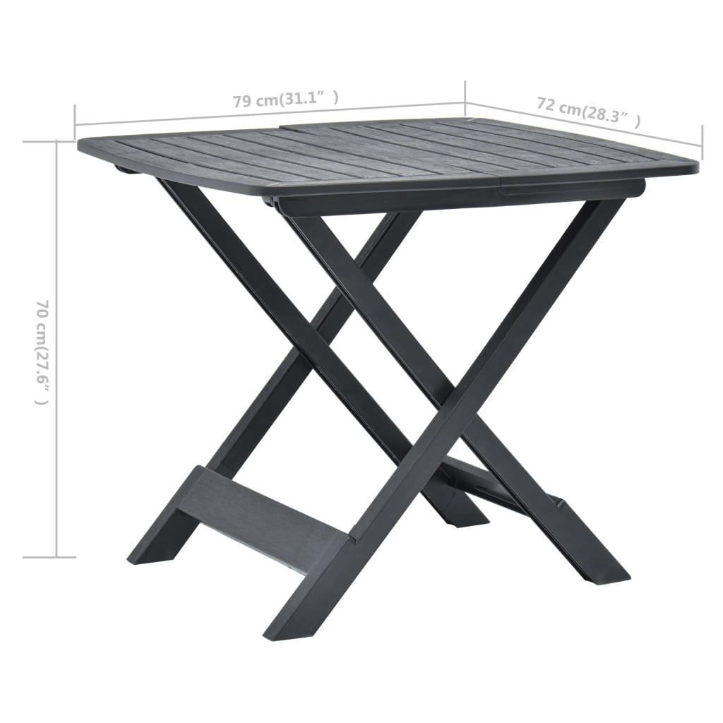 Sammenleggbart hagebord antrasitt 79x72x70 cm plast