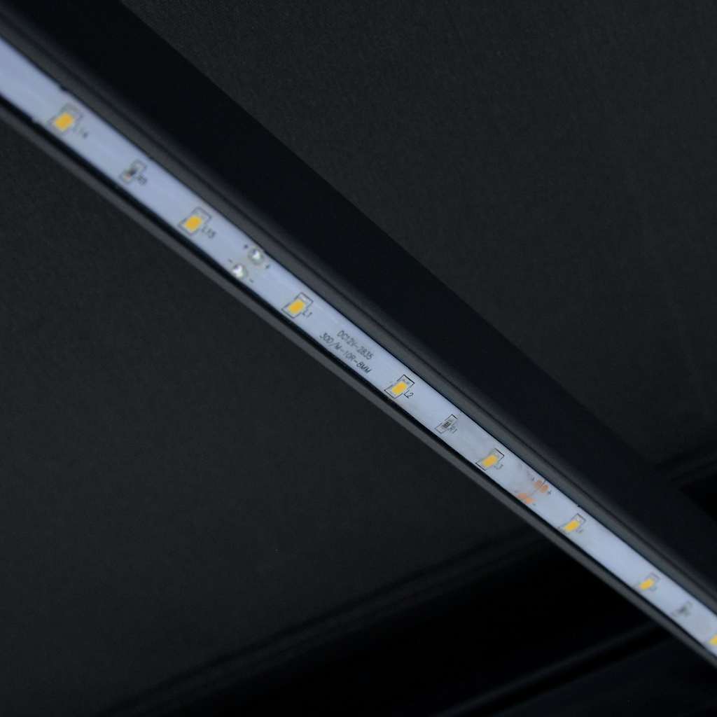 Manuell uttrekkbar markise med LED 350x250 cm antrasitt