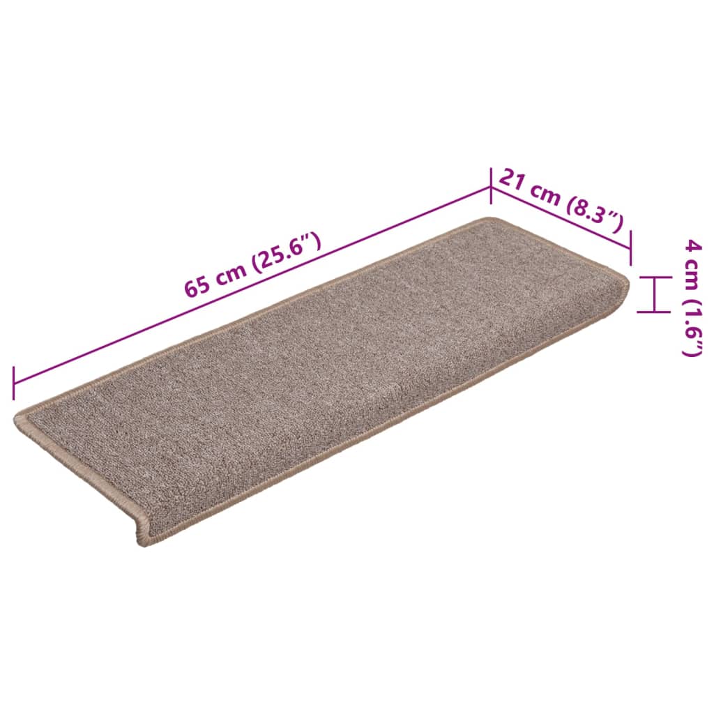Trappetrinnstepper 15 stk 65x21x4 cm lysebrun