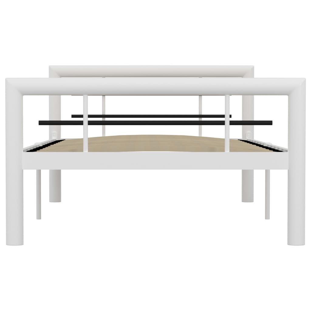Sengeramme hvit og svart metall 90x200 cm