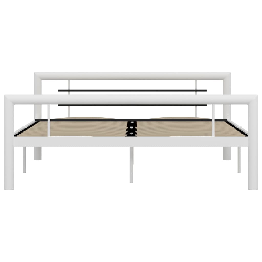 Sengeramme hvit og svart metall 140x200 cm