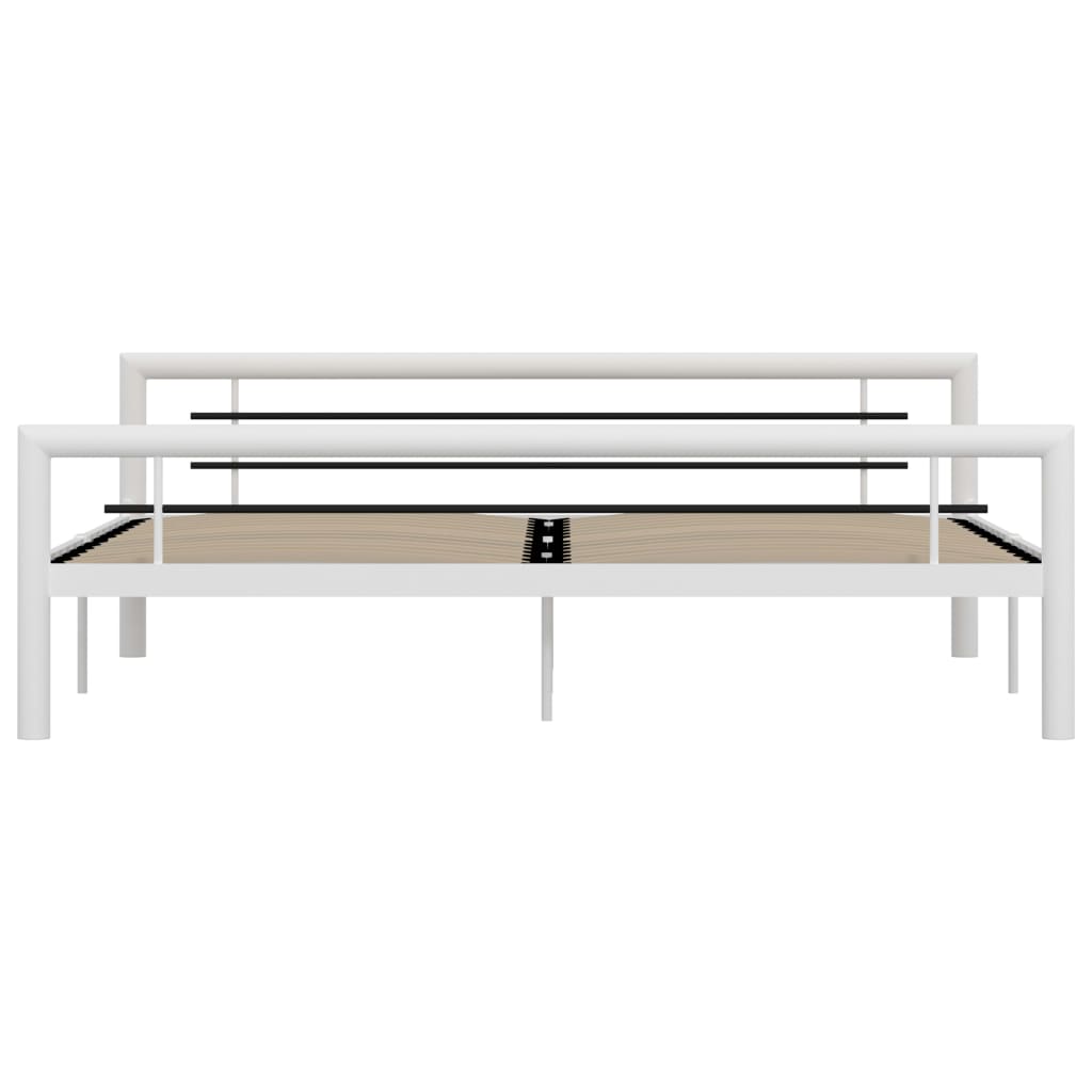 Sengeramme hvit og svart metall 180x200 cm