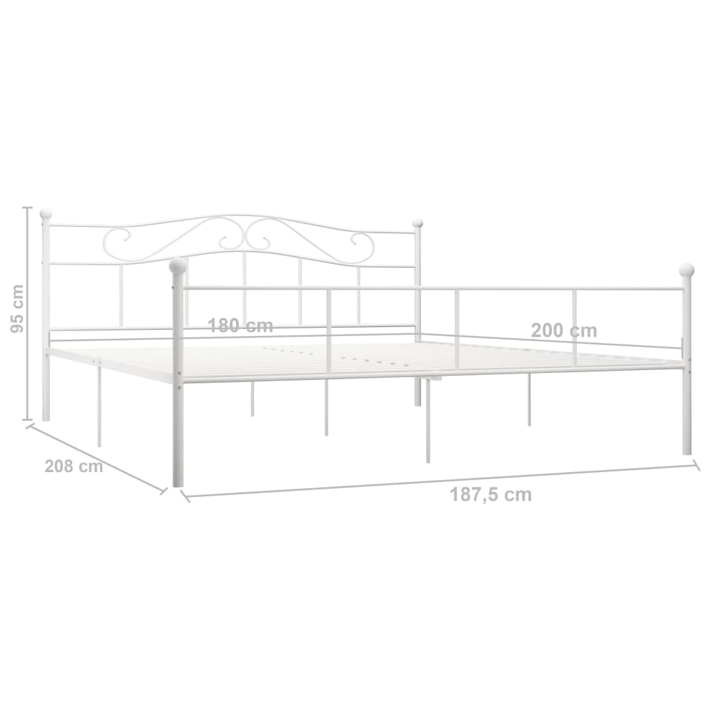 Sengeramme hvit metall 180x200 cm