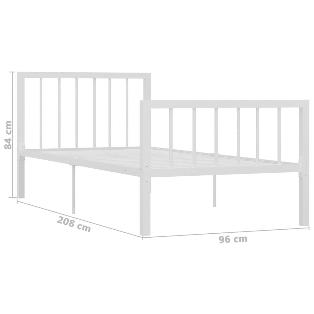 Sengeramme hvit metall 90x200 cm