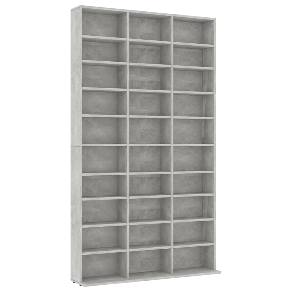 CD-hylle betonggrå 102x16x177,5 cm konstruert tre