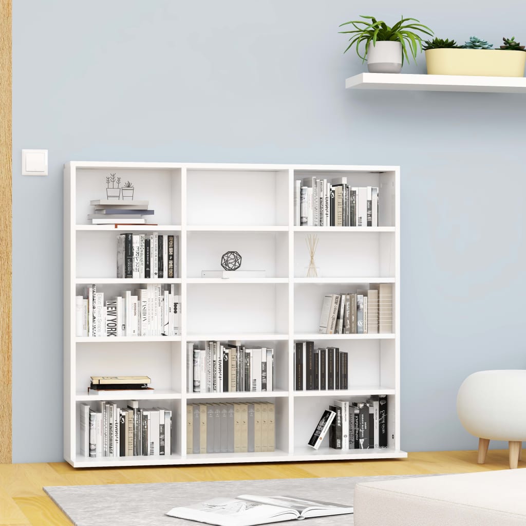 CD-hylle hvit 102x23x89,5 cm konstruert tre