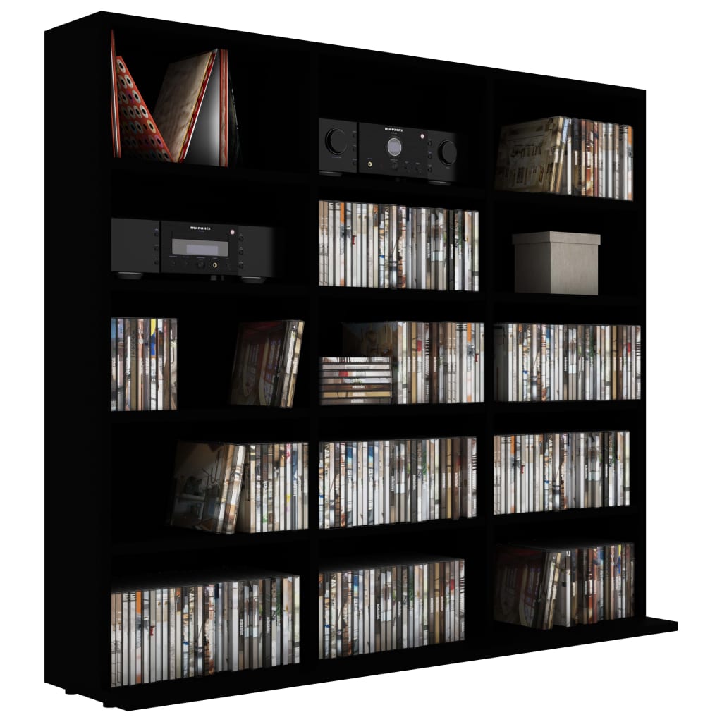 CD-skap svart 102x23x89,5 cm sponplate